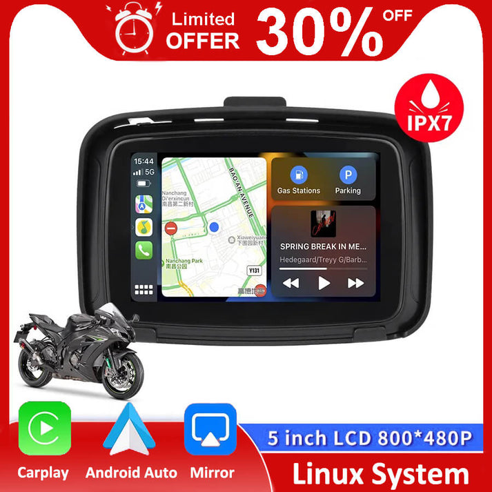 Moto 5 Inch Apple Carplay Motorcycle Wireless Android Auto Portable  Navigation Gps Screen Ipx7 Motorcycle Waterproof Display