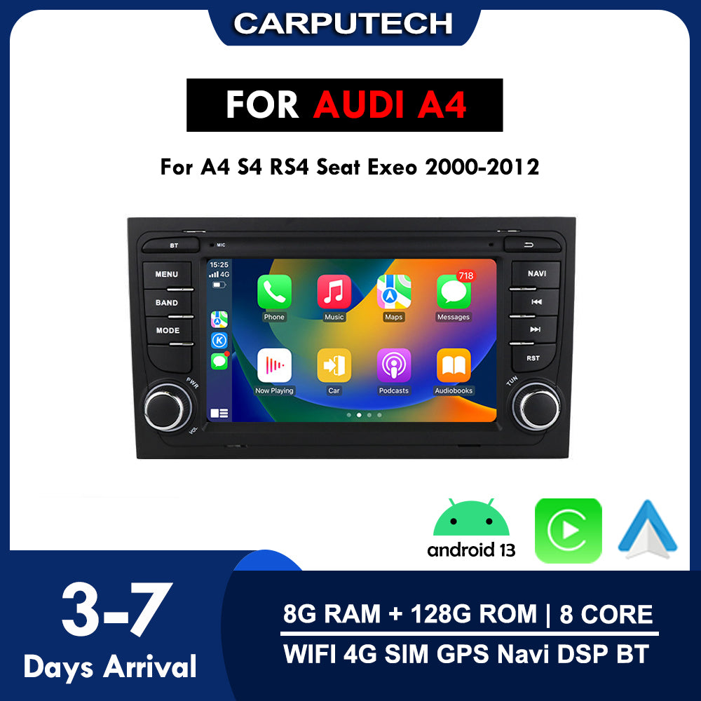 Carputech 2000-2012 Audi A4 Android 12 Wireless Apple CarPlay & Android Auto Car Radio With 8GB RAM 128GB ROM