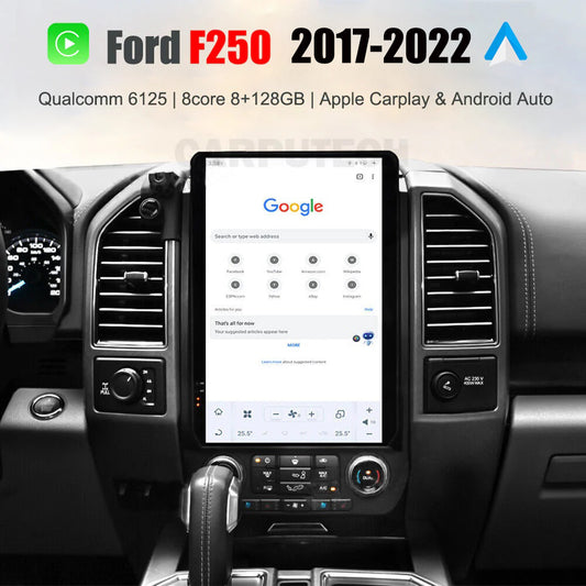 For Ford F250 2017-2022 Car Radio Stereo Carplay Upgrade Tesla Style Screen 14.4" Qualcomm Android Auto GPS Navigation Multimedia Player