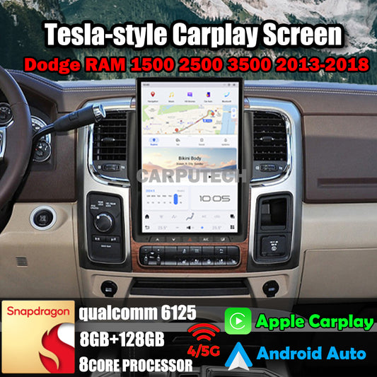 14.4" Qualcomm For Dodge RAM 1500 2500 3500 2013-2018 Car Radio Stereo Carplay Upgrade Tesla Style Screen Android Auto GPS Navigation Multimedia Player