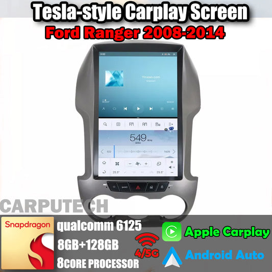 Autoradio 12,1" pour Ford Ranger 2008-2014, unité centrale stéréo Carplay, mise à niveau, écran de style Tesla, Android Auto, navigation GPS, lecteur multimédia 