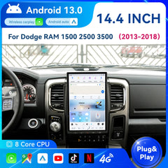 14.4" Qualcomm For Dodge RAM 1500 2500 3500 2013-2018 Car Radio Stereo Carplay Upgrade Tesla Style Screen Android Auto GPS Navigation Multimedia Player