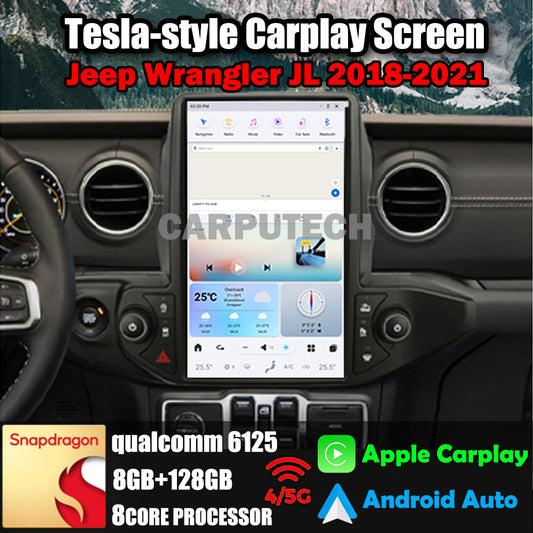 13.6" Qualcomm For Jeep Wrangler JL 2018-2021 Car Radio Stereo Carplay Upgrade Tesla Style Screen Android Auto GPS Navigation Multimedia Player