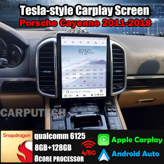 10.4" Qualcomm For Porsche Cayenne 2011-2018 Car Radio Stereo Carplay Upgrade Tesla Style Screen Android Auto GPS Navigation Multimedia Player