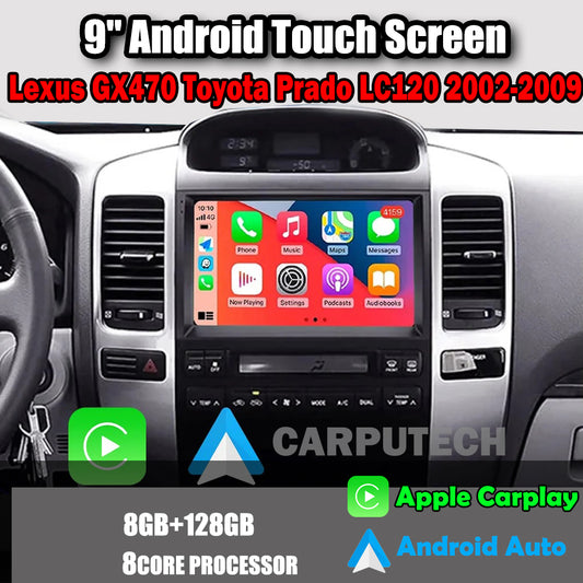 9 inch For Lexus GX470 Toyota Prado LC120 2002-2009 Car Radio Multimedia Player Wireless CarPlay Android Auto Upgrade Android Touch Screen