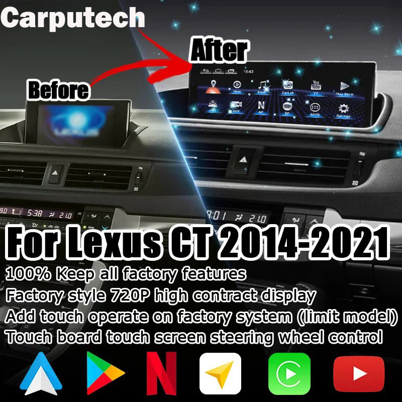 10.25 Inches for Lexus CT200h CT 2014-2021 Car Radio Multimedia Player Wireless CarPlay Android Auto Upgrade Android Touch Screen