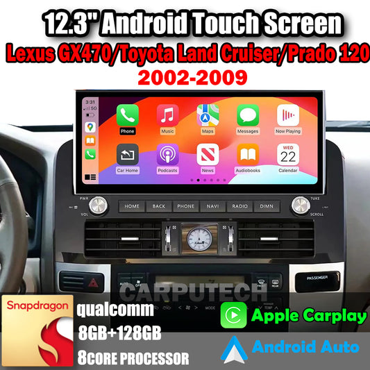 12.3'' For Lexus GX470/ Toyota Land Cruiser/ Prado 120 Car Radio Multimedia Player Wireless CarPlay Android Auto Upgrade Android Touch Screen