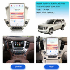 Autoradio 14,4" Qualcomm pour GMC Yukon/Chevrolet Suburban/Tahoe 2014-2020, stéréo, Carplay, mise à niveau, écran de style Tesla, Android Auto, navigation GPS, lecteur multimédia