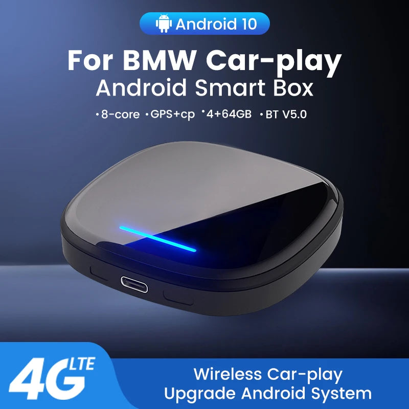 BMW 2024 New Carplay AI Box Android 10.0 System 8Core 4G 64G Plug And Play 4G Lte Mini TV Aibox fit for BMW ID6/7/8 YouTube Netflix