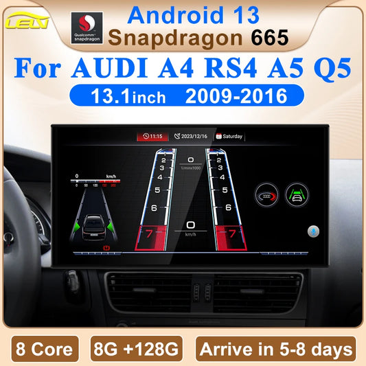 2024 New Qualcomm Snapdragon665 Android13 Wireless AUTO Carplay For AUDI A4 A5 B8 Q5 Car Video Players GPS Navigation Multimedia 13.1inch Screen