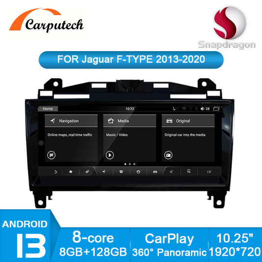 Pour Jaguar F-Type 2012 - 2019 Carputech Android 13 Lecteur multimédia de voiture Navigation GPS 10,25 pouces Autoradio Stéréo carplay Android Auto DSP 