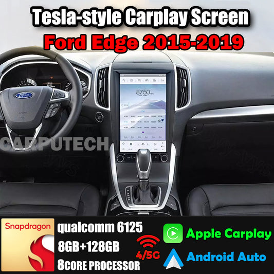 Autoradio 13,6" Qualcomm pour Ford Edge 2015-2019, stéréo, Carplay, mise à niveau, écran de style Tesla, Android Auto, navigation GPS, lecteur multimédia