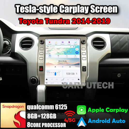 12,1 Zoll Qualcomm für Toyota Tundra 2014–2019 Autoradio Stereo Carplay Upgrade Tesla Style Bildschirm Android Auto GPS Navigation Multimedia Player