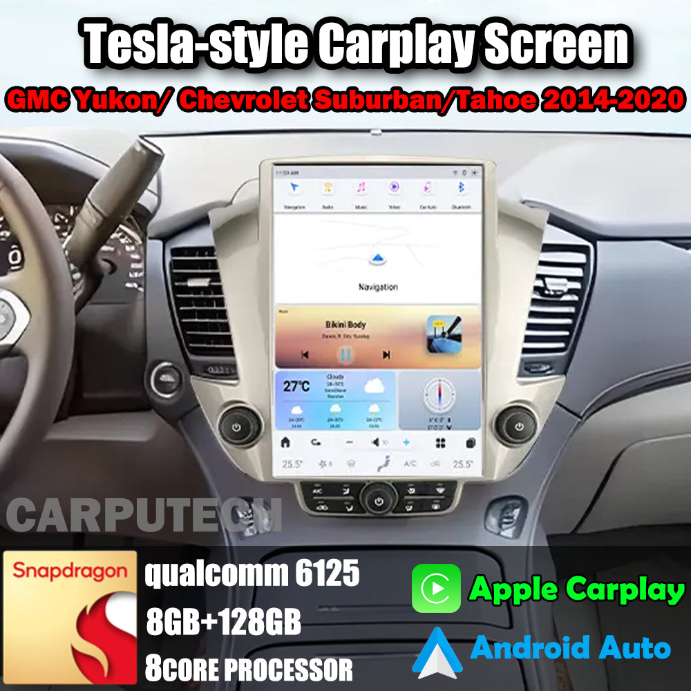 Autoradio 14,4" Qualcomm pour GMC Yukon/Chevrolet Suburban/Tahoe 2014-2020, stéréo, Carplay, mise à niveau, écran de style Tesla, Android Auto, navigation GPS, lecteur multimédia