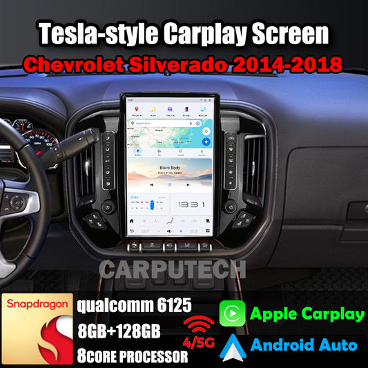 14.4" Qualcomm For Chevrolet Silverado 2014-2018 Car Radio Stereo Carplay Upgrade Tesla Style Screen Android Auto GPS Navigation Multimedia Player