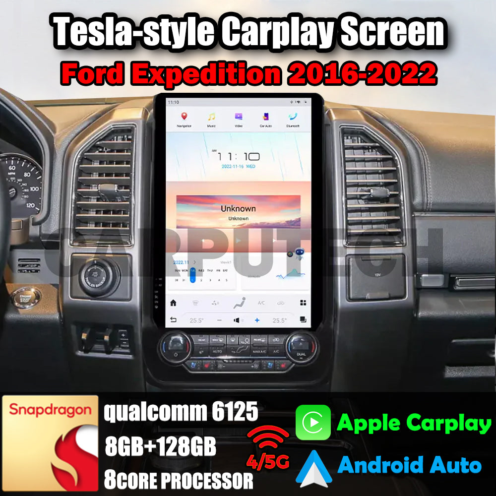 Autoradio stéréo 14,4" Qualcomm pour Ford Expedition 2016-2022, mise à niveau Carplay, écran de style Tesla, Android Auto, navigation GPS, lecteur multimédia 