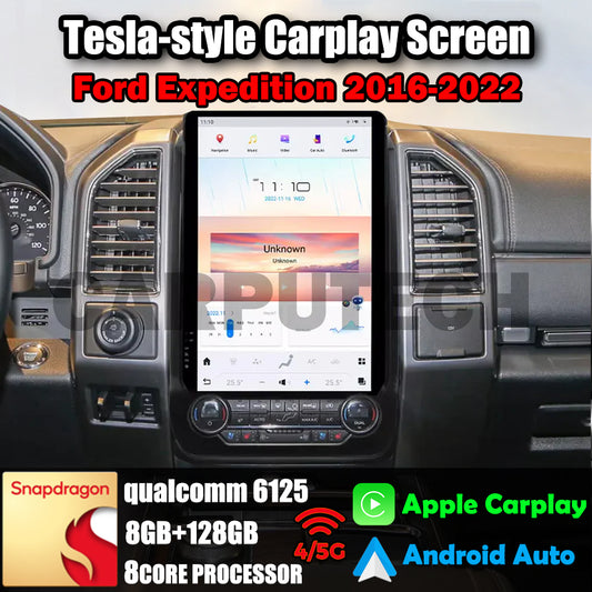 Autoradio stéréo 14,4" Qualcomm pour Ford Expedition 2016-2022, mise à niveau Carplay, écran de style Tesla, Android Auto, navigation GPS, lecteur multimédia 