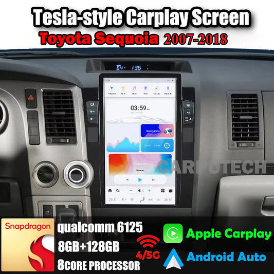 13.6" Qualcomm For Toyota Sequoia 2007-2018 Car Radio Stereo Carplay Upgrade Tesla Style Screen Android Auto GPS Navigation Multimedia Player