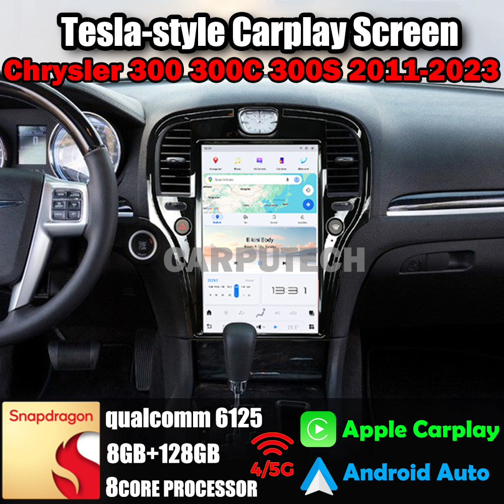 14.4" Qualcomm pour Chrysler 300 300C 300S 2011-2023 Autoradio Stéréo Carplay Mise à Niveau Écran Style Tesla Android Auto Navigation GPS Lecteur Multimédia