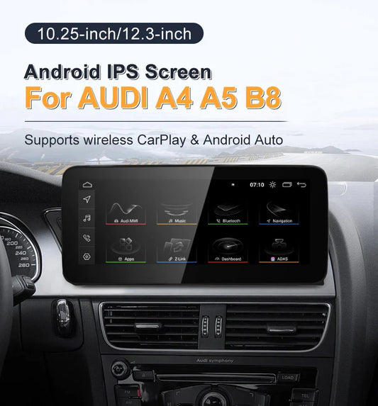 12,3-Zoll-Carplay-Bildschirm für AUDI A4 B8 S4 2008-2016 CarPlay Android 12 Auto Multimedia IPS-Bildschirm GPS Autoradio-Navigation Stereo DSP Netlifx 