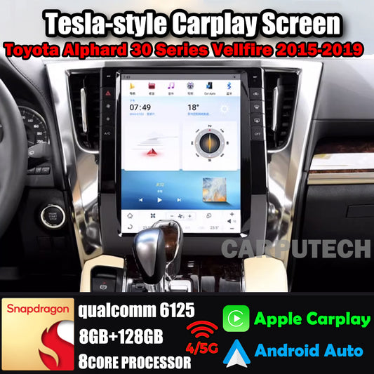 13" für Toyota Alphard 30 Serie Vellfire 2015-2019 Autoradio Stereo Carplay Upgrade Tesla Style Bildschirm Android Auto GPS Navigation Multimedia Player