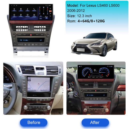 12.3 inch For Lexus LS460 LS600 2006-2012  Car Radio Headunit Stereo Wireless CarPlay Android Auto Upgrade Android Touch Screen