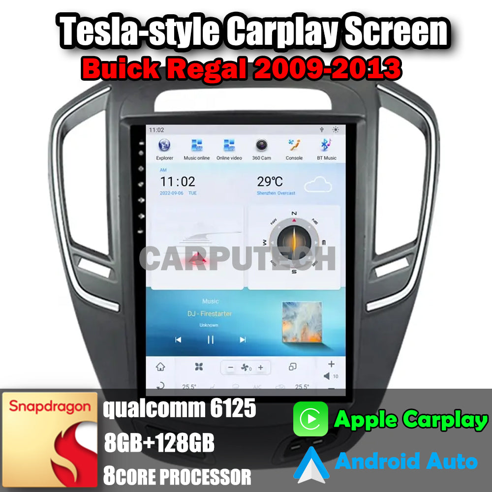 Autoradio 10,4" pour Buick Regal 2009-2013, stéréo, Carplay, mise à niveau, écran de style Tesla, Android Auto, navigation GPS, lecteur multimédia