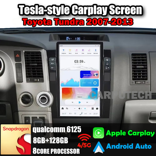 13.6" Qualcomm For Toyota Tundra 2007-2013 Car Radio Stereo Carplay Upgrade Tesla Style Screen Android Auto GPS Navigation Multimedia Player