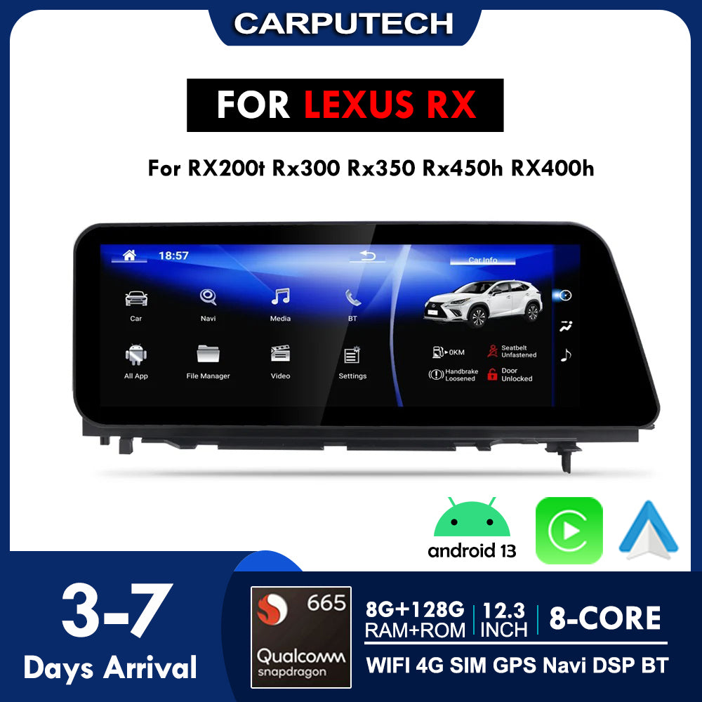 Carputech Autoradio Android Auto CarPlay Lecteur Multimédia Pour Lexus RX RX200t Rx300 Rx350 Rx450h RX400h Navigation GPS DSP Stéréo 