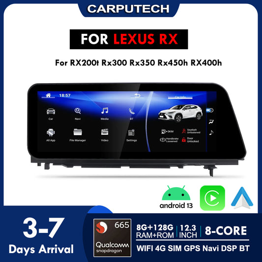 Carputech Autoradio Android Auto CarPlay Multimedia-Player Für Lexus RX RX200t Rx300 Rx350 Rx450h RX400h Navigation GPS DSP Stereo 