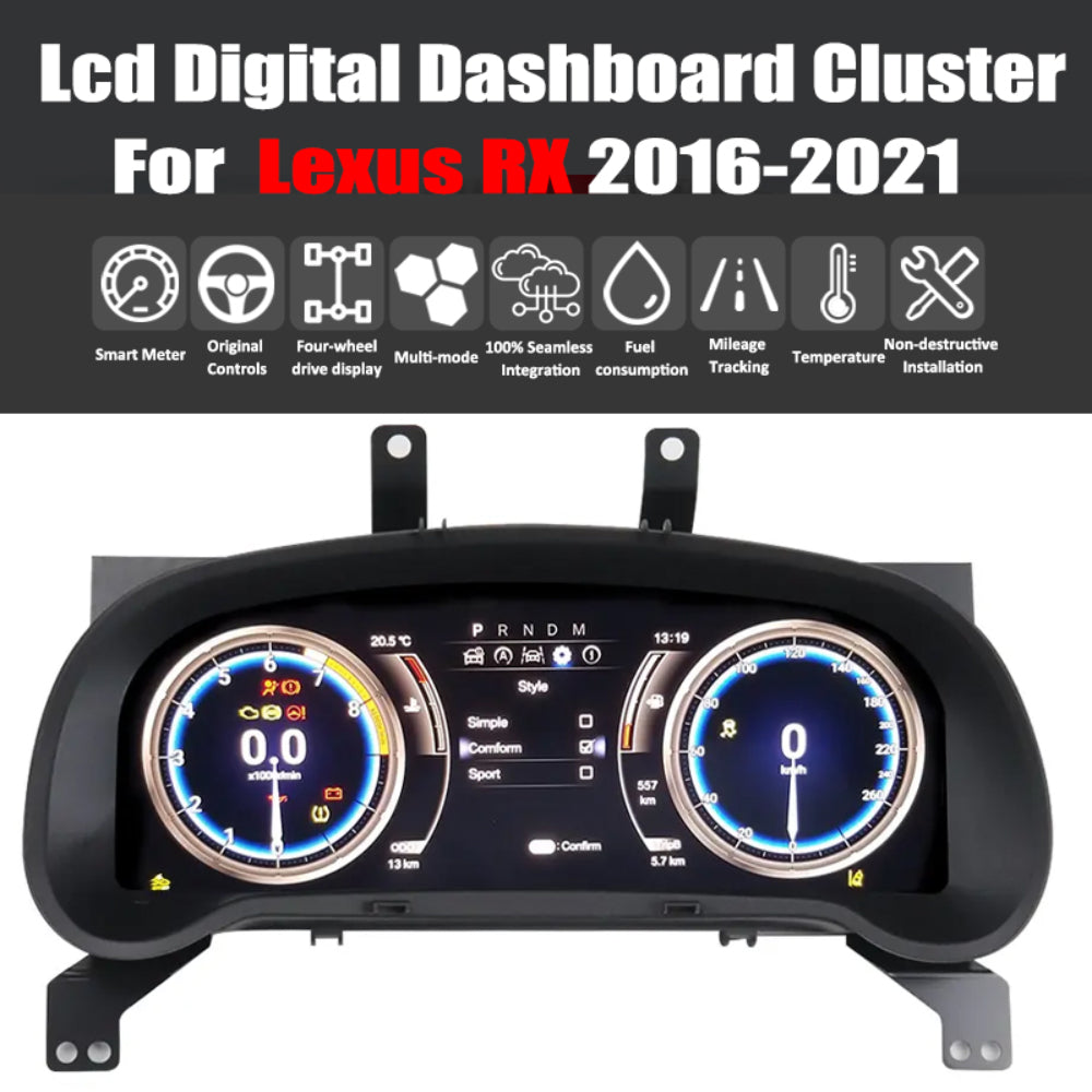 12.3" LCD Digital Dashboard Cluster For Lexus RX 2016-2021 Car Panel Speedometer Virtual Cockpit