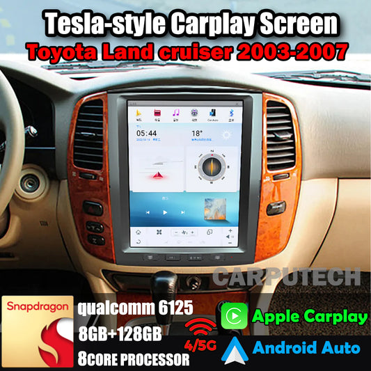 12,1 Zoll Qualcomm für Toyota Land Cruiser 2002–2007 Autoradio-Headunit Stereo Carplay Upgrade Tesla Style Bildschirm Android Auto GPS Navigation Multimedia Player