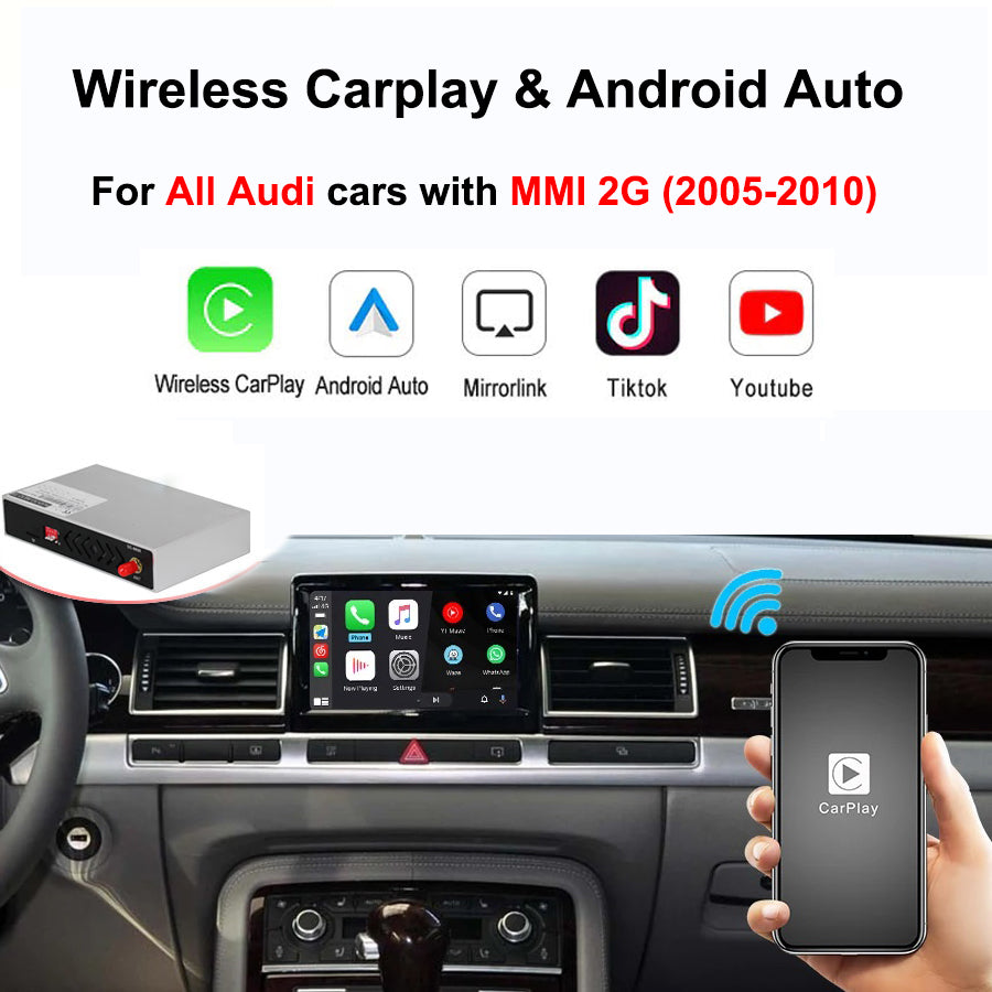 Carputeh Apple CarPlay Wireless For Audi MMI 2G A4 A5 A6 A7 A8 Q5 Q7 2005-2010 Android Auto Carplay Module Decoder Box Netflix