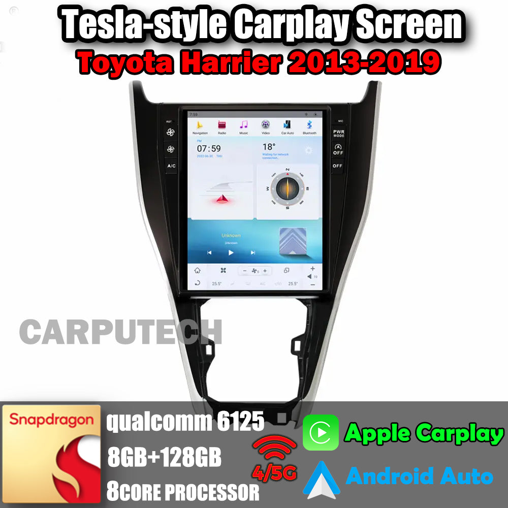 12.1" For Toyota Harrier 2013-2019 Car Radio Stereo Carplay Upgrade Tesla Style Screen Android Auto GPS Navigation Multimedia Player