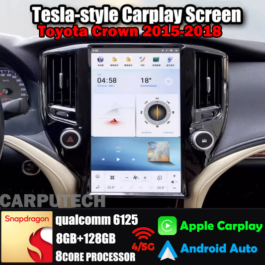 13,6 Zoll für Toyota Crown 2015–2018 Autoradio-Steuergerät Stereo Carplay Upgrade Tesla Style Bildschirm Android Auto GPS Navigation Multimedia Player