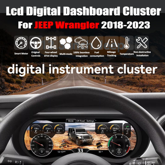 12.3" LCD Digital Dashboard Cluster For JEEP Wrangler 2018-2023 Car Panel Speedometer Virtual Cockpit