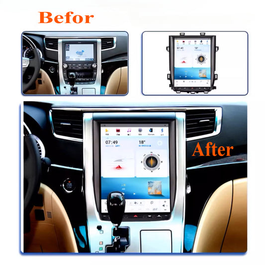 12.1" For Toyota Alphard 20 Series Vellfire 2010-2014 Car Radio Stereo Carplay Upgrade Tesla Style Screen Android Auto GPS Navigation Multimedia Player