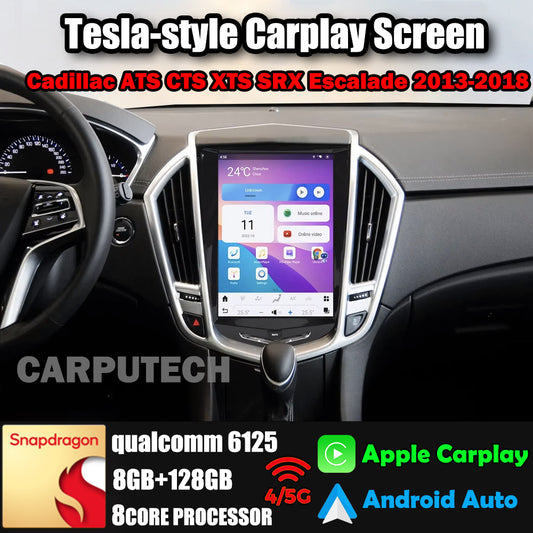 10.5" Qualcomm For Cadillac ATS CTS XTS SRX Escalade 2013-2018 Car Radio Stereo Carplay Upgrade Tesla Style Screen Android Auto GPS Navigation Multimedia Player