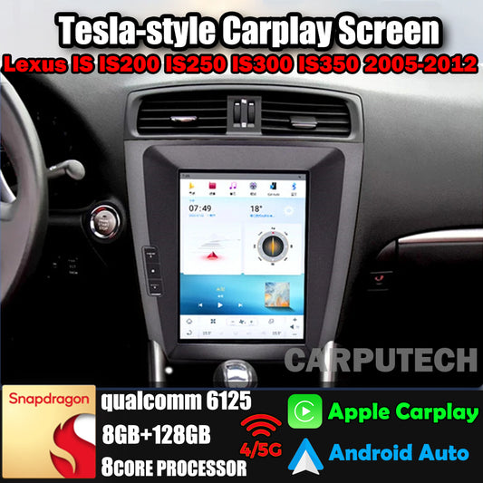 12.1" Qualcomm For Lexus IS IS200 IS250 IS300 IS350 2005-2012 Car Radio Stereo Carplay Upgrade Tesla Style Screen Android Auto GPS Navigation Multimedia Player