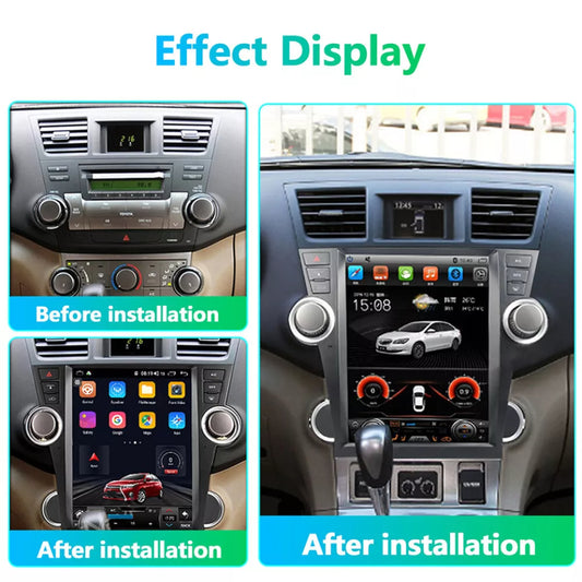 12.1" Qualcomm For Toyota Highlander 2008-2014 Car Radio Stereo Carplay Upgrade Tesla Style Screen Android Auto GPS Navigation Multimedia Player