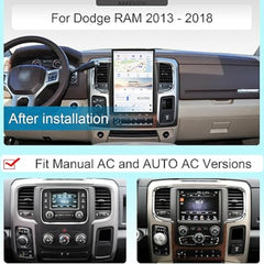 14.4" Qualcomm For Dodge RAM 1500 2500 3500 2013-2018 Car Radio Stereo Carplay Upgrade Tesla Style Screen Android Auto GPS Navigation Multimedia Player