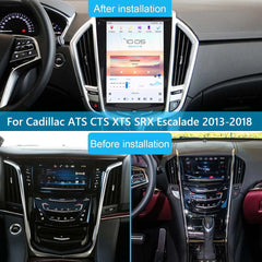 Autoradio 10,5" Qualcomm pour Cadillac ATS CTS XTS SRX Escalade 2013-2018, mise à niveau Carplay, écran de style Tesla, Android Auto, navigation GPS, lecteur multimédia