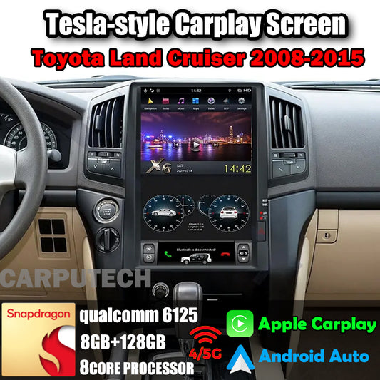 16" Qualcomm For Toyota Land Cruiser 2008-2015 Car Radio Stereo Carplay Upgrade Tesla Style Screen Android Auto GPS Navigation Multimedia Player