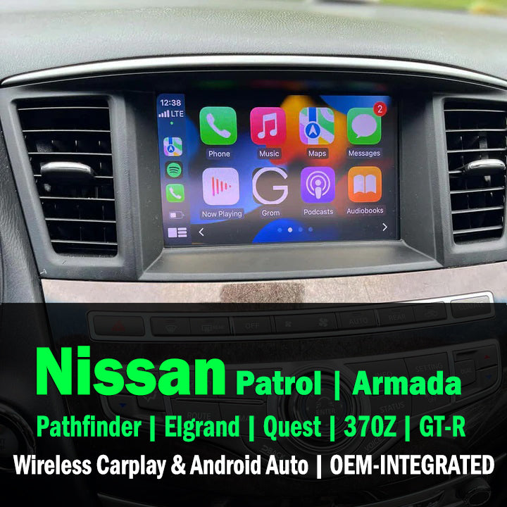 Nissan Patrol Pathfinder Armada Elgrand Quest 370Z GT-R | Apple Carplay & Android Auto Module 2007-2022