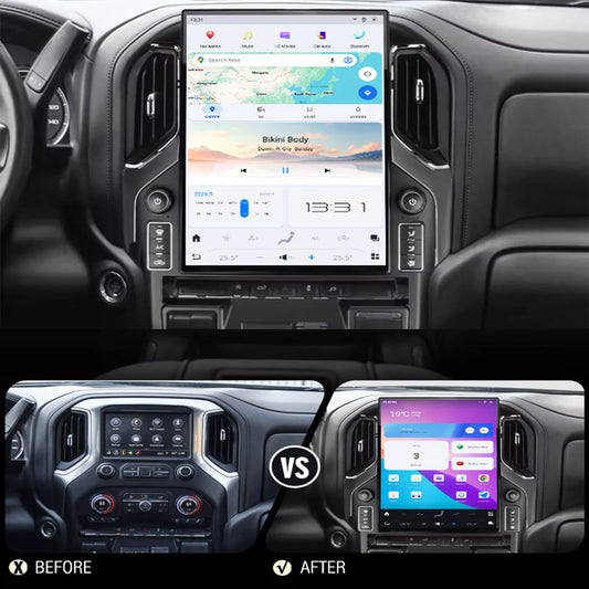 Autoradio 15,6" Qualcomm pour Chevrolet Silverado/GMC Sierra 2019-2023, stéréo, Carplay, mise à niveau, écran de style Tesla, Android Auto, navigation GPS, lecteur multimédia