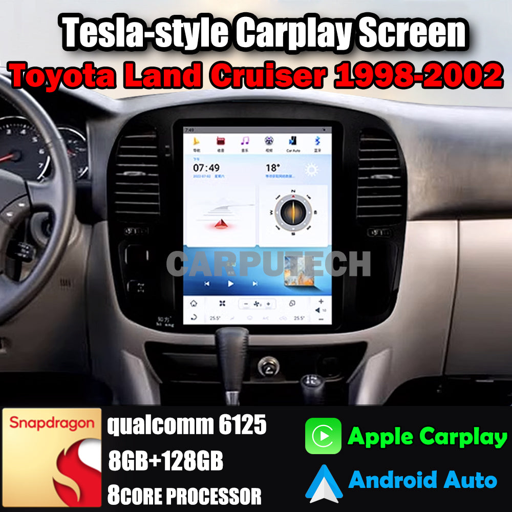 12.1" For Toyota Land Cruiser 1998-2002 Car Radio Headunit Stereo Carplay Upgrade Tesla Style Screen Android Auto GPS Navigation Multimedia Player