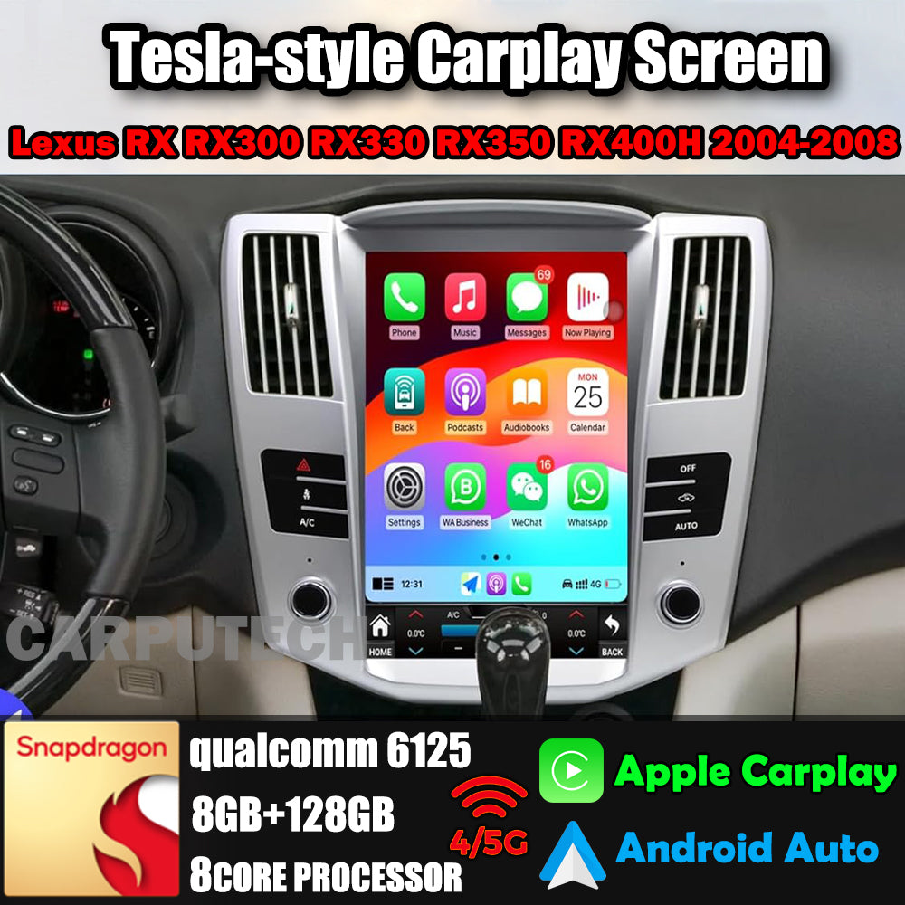 12.1" Qualcomm For Lexus RX RX300 RX330 RX350 RX400H 2004-2008 Car Radio Stereo Carplay Upgrade Tesla Style Screen Android Auto GPS Navigation Multimedia Player