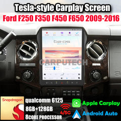 12.1" Qualcomm For Ford F250 F350 F450 F650 Heavy Duty Truck 2009-2016 Car Radio Stereo Carplay Upgrade Tesla Style Screen Android Auto GPS Navigation Multimedia Player