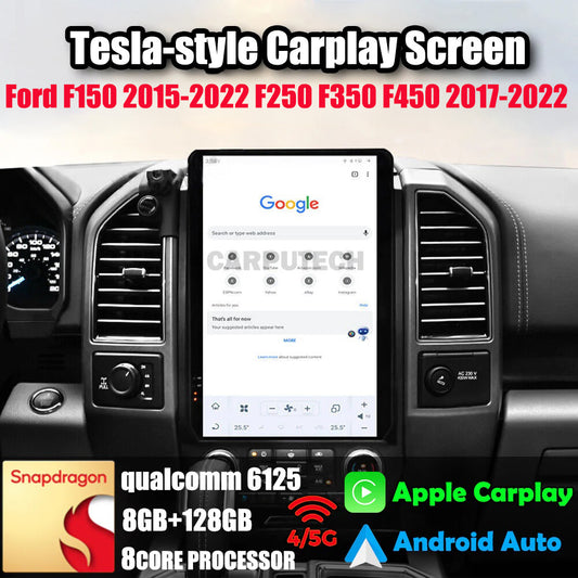 Pour Ford F150 2015-2022 F250 F350 F450 Heavy Duty Truck 2017-2022 Autoradio Stéréo Carplay Mise à Niveau Écran Style Tesla 14.4" Qualcomm Android Auto Navigation GPS Lecteur Multimédia 