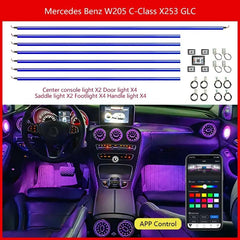 Lumière d'ambiance 3/64 couleurs pour Mercedes-Benz Classe C Glc Coupé W205 C43 C63 X253 LED Évents Haut-parleur Lampe décorative Retrofit 